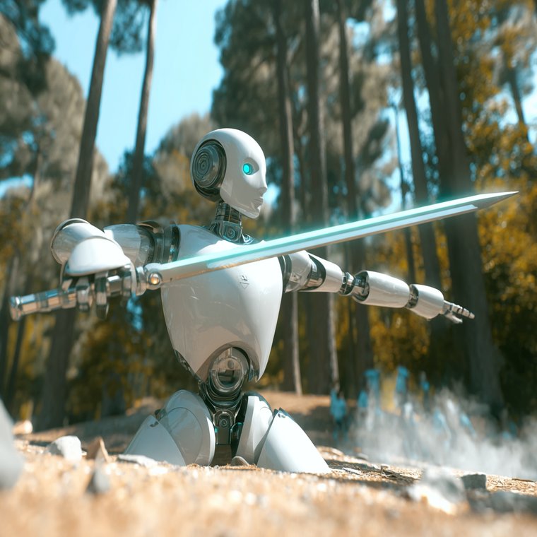 A UtopiaVR warrior robot